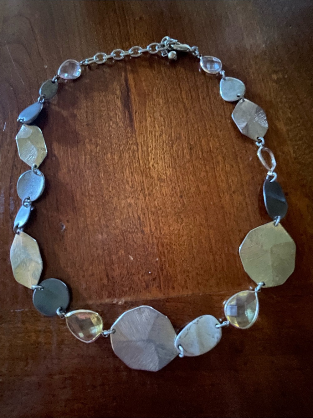 Multi-Tone Geometric Statement Necklace - Silver & Gold Tones